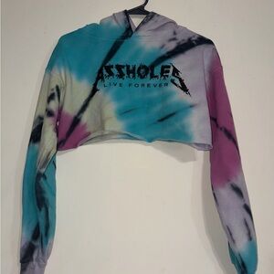 Assholes Live Forever Tie-Dye Crop Top